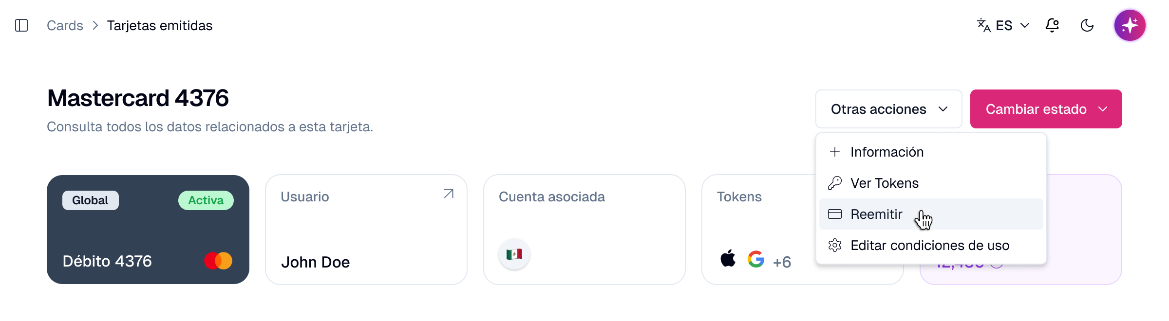 Flujo en Dashboard